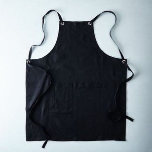 Cross-Back Linen Kitchen Apron in Black